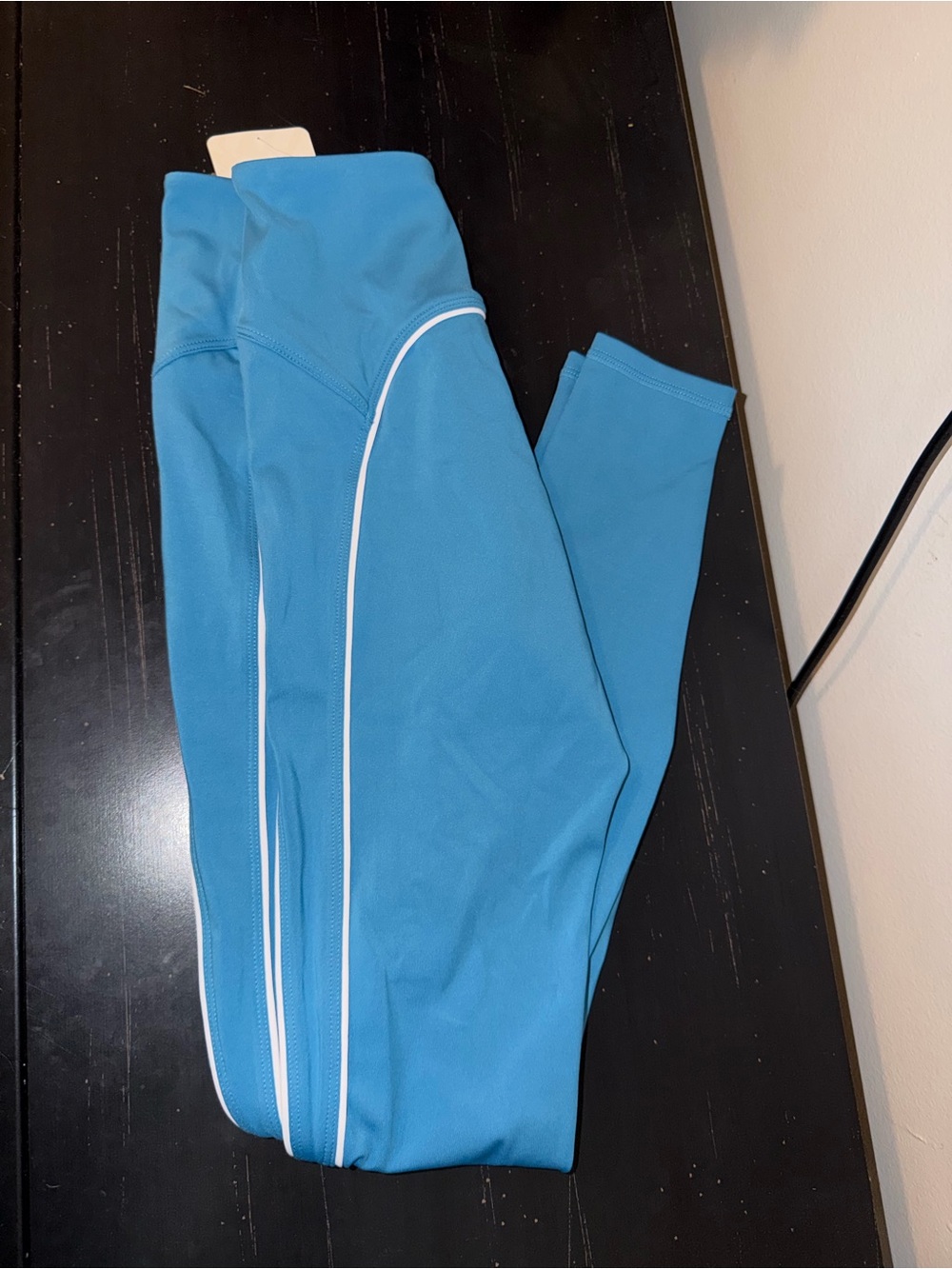 Fabletics Blue Leggings with White Piping